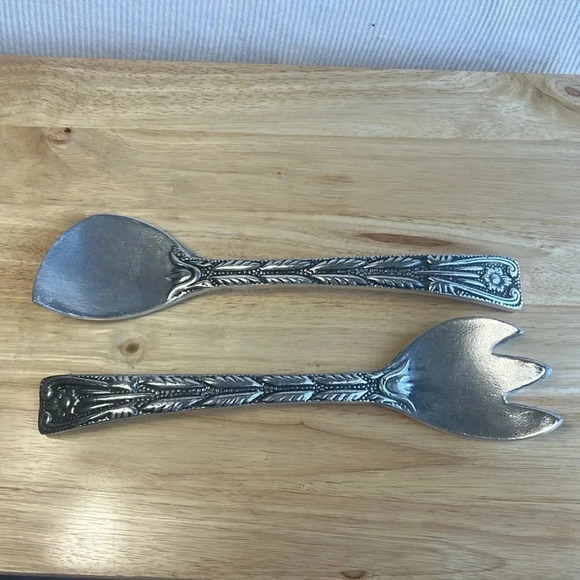 Wilton Armetale VTG Salad Bowl and Serving Utensils Holloware Pewter Heavy - Picture 6 of 9